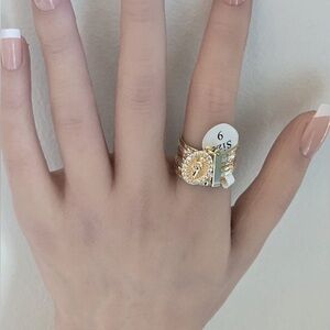 Gold plated tricolor Saint Jude ring.